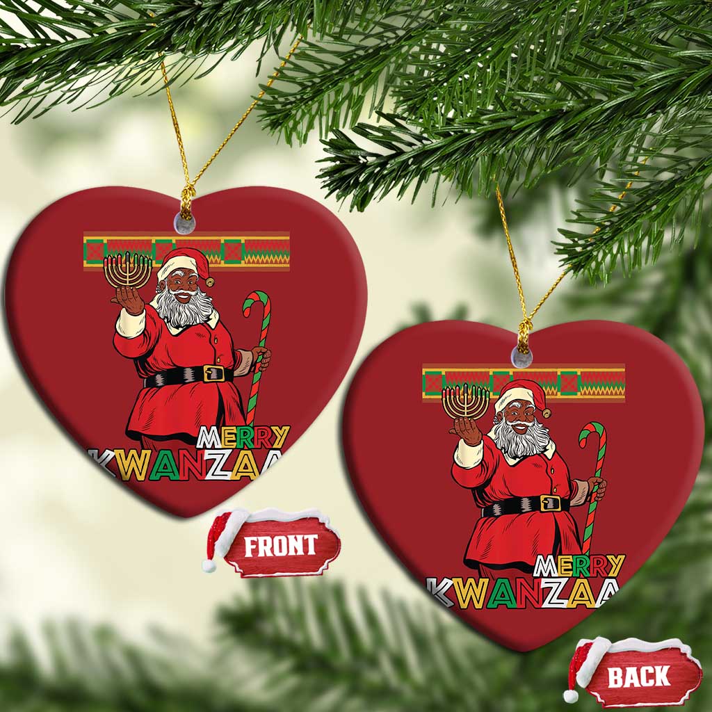 Funny Merry Kwanzaa Xmas Christmas Ornament African American Holiday Black Santa Kinara Candles
