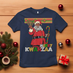 Funny Merry Kwanzaa Christmas T Shirt African American Holiday Black Santa Kinara Candles