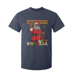 Funny Merry Kwanzaa Christmas T Shirt For Kid African American Holiday Black Santa Kinara Candles