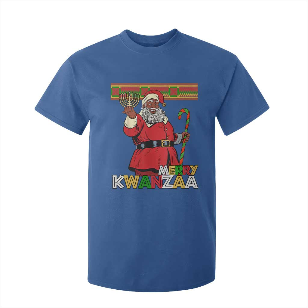 Funny Merry Kwanzaa Christmas T Shirt For Kid African American Holiday Black Santa Kinara Candles