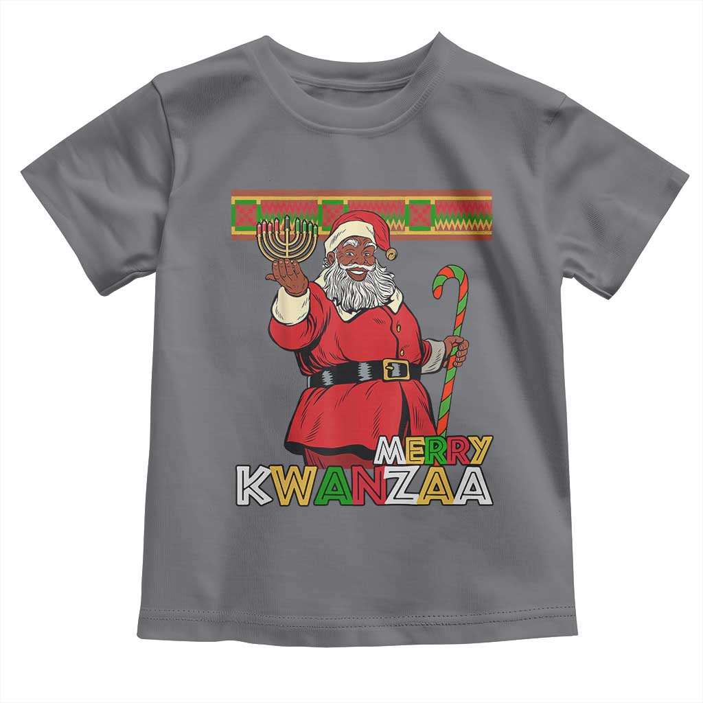 Funny Merry Kwanzaa Christmas Toddler T Shirt African American Holiday Black Santa Kinara Candles
