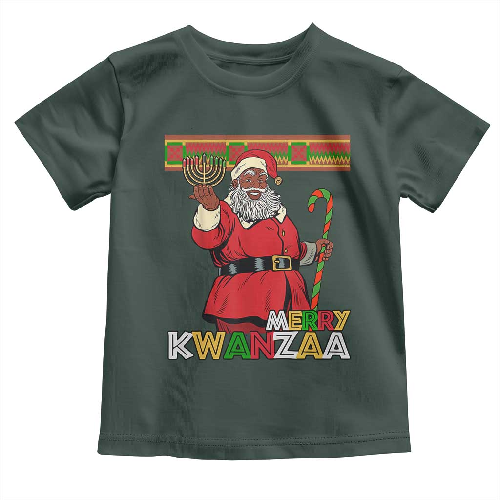 Funny Merry Kwanzaa Christmas Toddler T Shirt African American Holiday Black Santa Kinara Candles