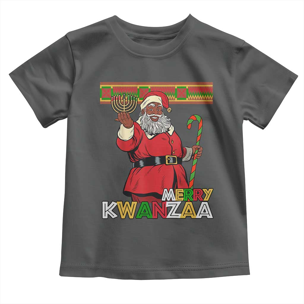 Funny Merry Kwanzaa Christmas Toddler T Shirt African American Holiday Black Santa Kinara Candles