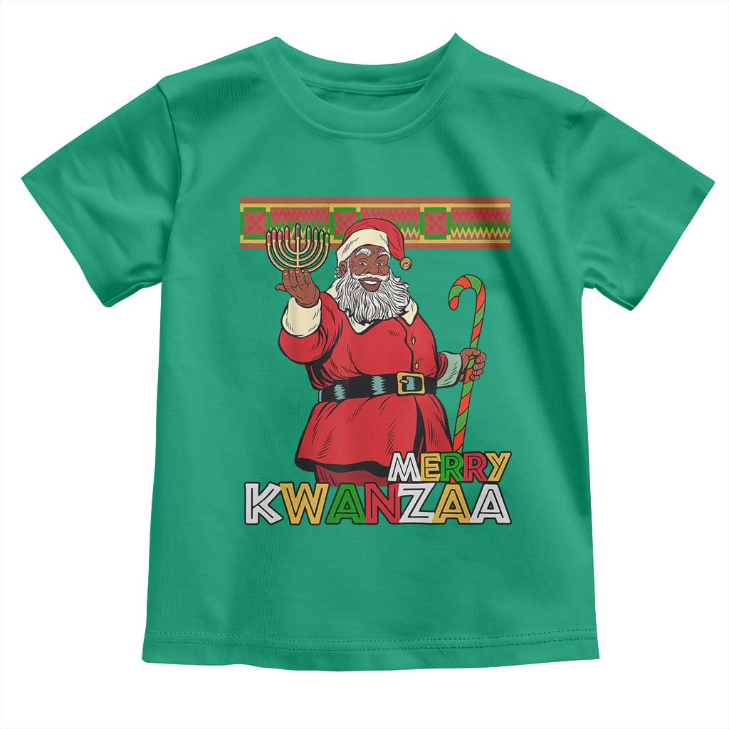 Funny Merry Kwanzaa Christmas Toddler T Shirt African American Holiday Black Santa Kinara Candles