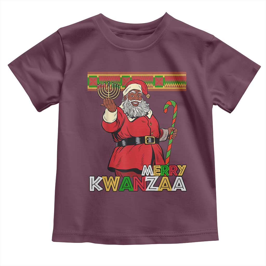 Funny Merry Kwanzaa Christmas Toddler T Shirt African American Holiday Black Santa Kinara Candles