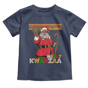 Funny Merry Kwanzaa Christmas Toddler T Shirt African American Holiday Black Santa Kinara Candles