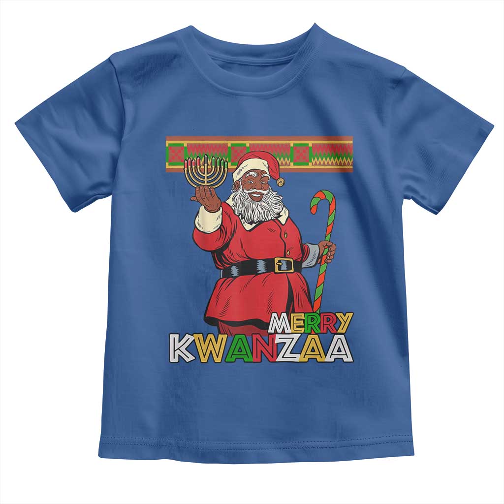 Funny Merry Kwanzaa Christmas Toddler T Shirt African American Holiday Black Santa Kinara Candles