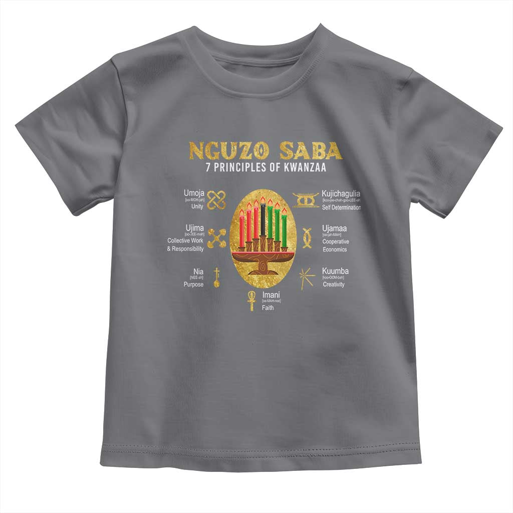 Nguzo Saba Symbols The 7 Principles Of Kwanzaa Kinara Candles African Holiday Toddler T Shirt