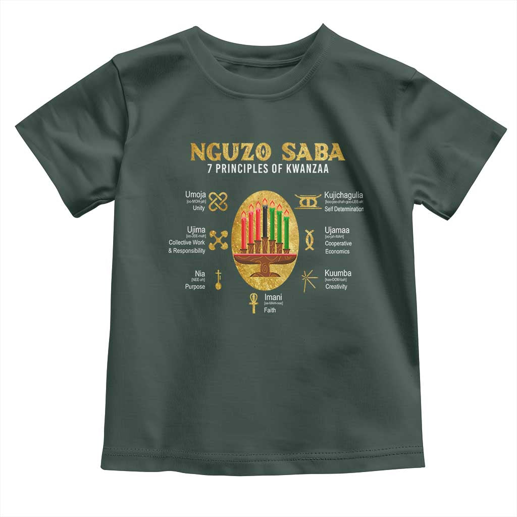 Nguzo Saba Symbols The 7 Principles Of Kwanzaa Kinara Candles African Holiday Toddler T Shirt