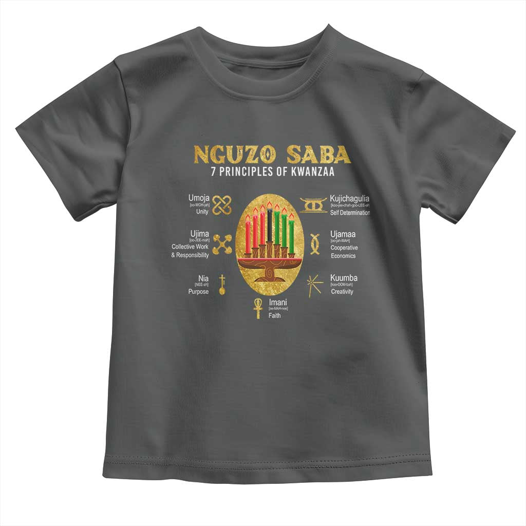 Nguzo Saba Symbols The 7 Principles Of Kwanzaa Kinara Candles African Holiday Toddler T Shirt