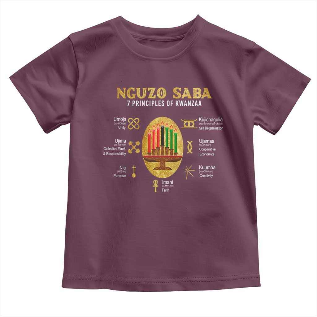 Nguzo Saba Symbols The 7 Principles Of Kwanzaa Kinara Candles African Holiday Toddler T Shirt