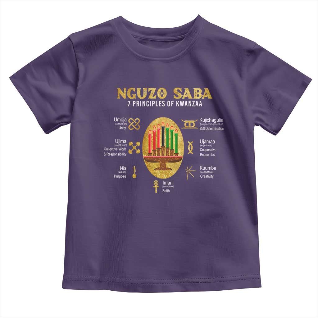 Nguzo Saba Symbols The 7 Principles Of Kwanzaa Kinara Candles African Holiday Toddler T Shirt