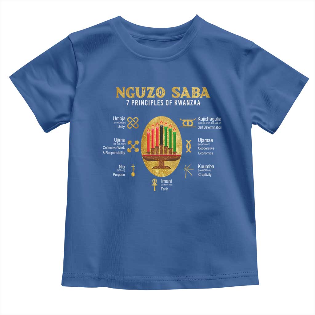 Nguzo Saba Symbols The 7 Principles Of Kwanzaa Kinara Candles African Holiday Toddler T Shirt