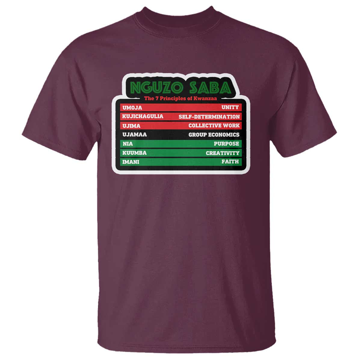 Nguzo Saba The 7 Principles Of Kwanzaa African American T Shirt
