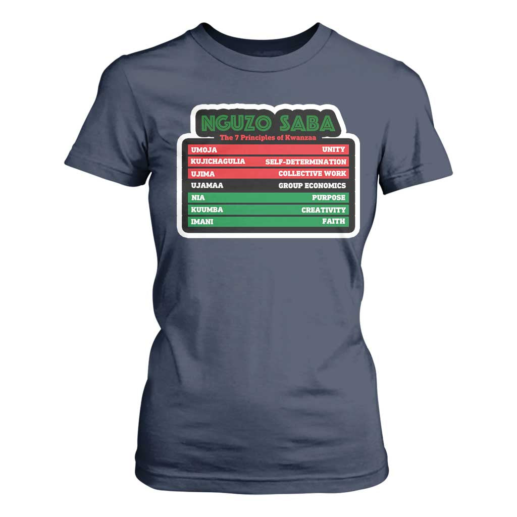 Nguzo Saba The 7 Principles Of Kwanzaa African American T Shirt For Women