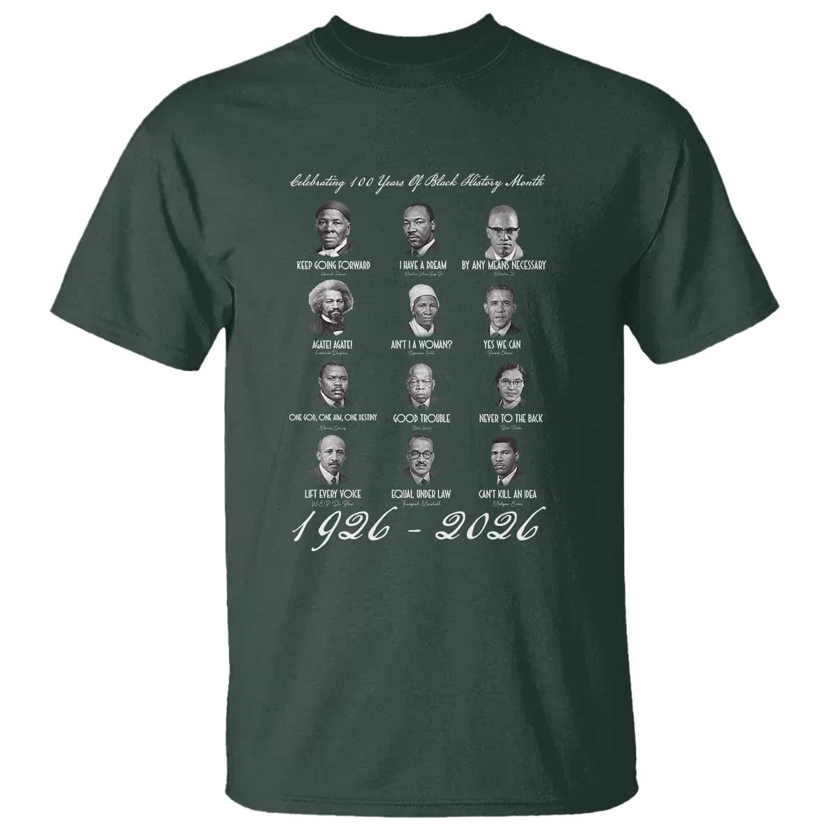 Celebrating 100 Years Of Black History Month 1926 2026 T Shirt Black Leaders