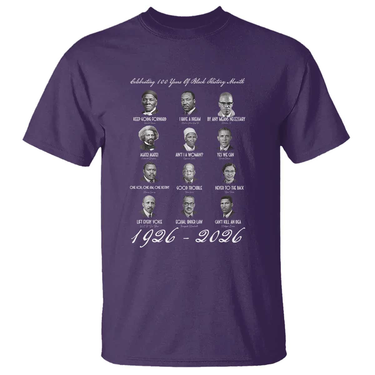 Celebrating 100 Years Of Black History Month 1926 2026 T Shirt Black Leaders