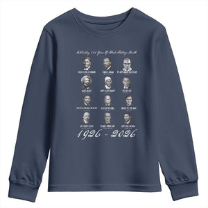 Celebrating 100 Years Of Black History Month 1926 2026 Youth Sweatshirt Black Leaders