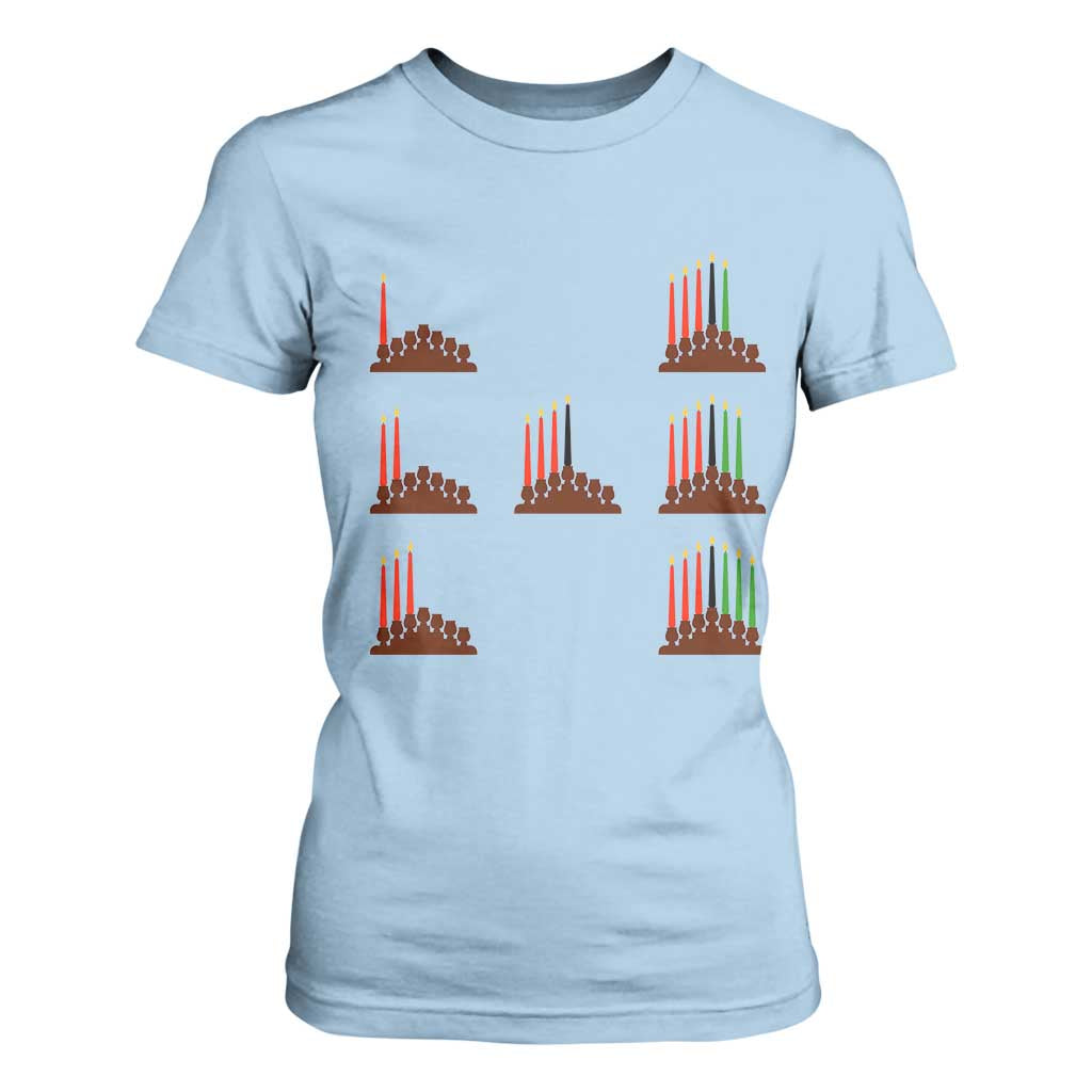 Kwanzaa Kinara Seven Candles African American Holiday T Shirt For Women - African Pride