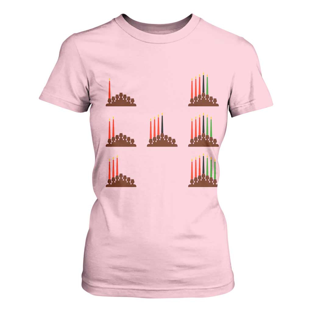 Kwanzaa Kinara Seven Candles African American Holiday T Shirt For Women - African Pride