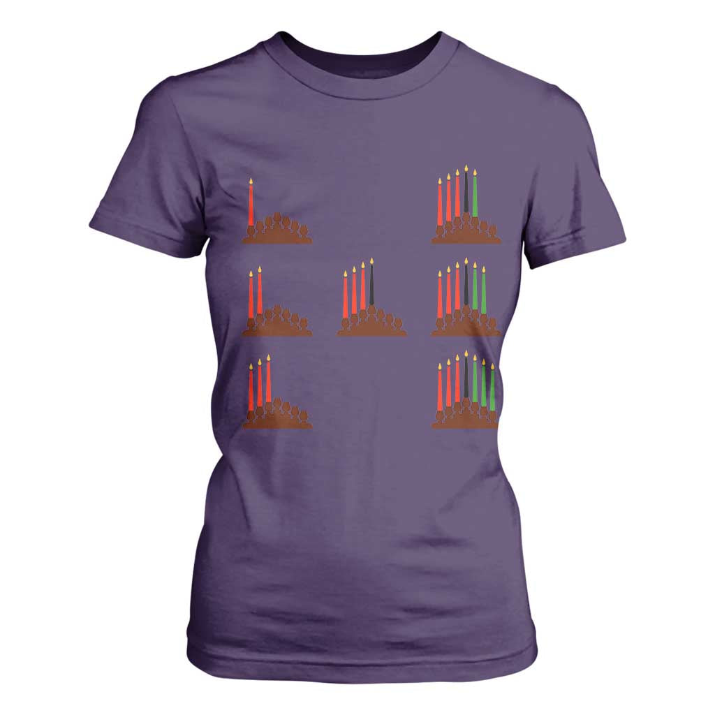 Kwanzaa Kinara Seven Candles African American Holiday T Shirt For Women - African Pride