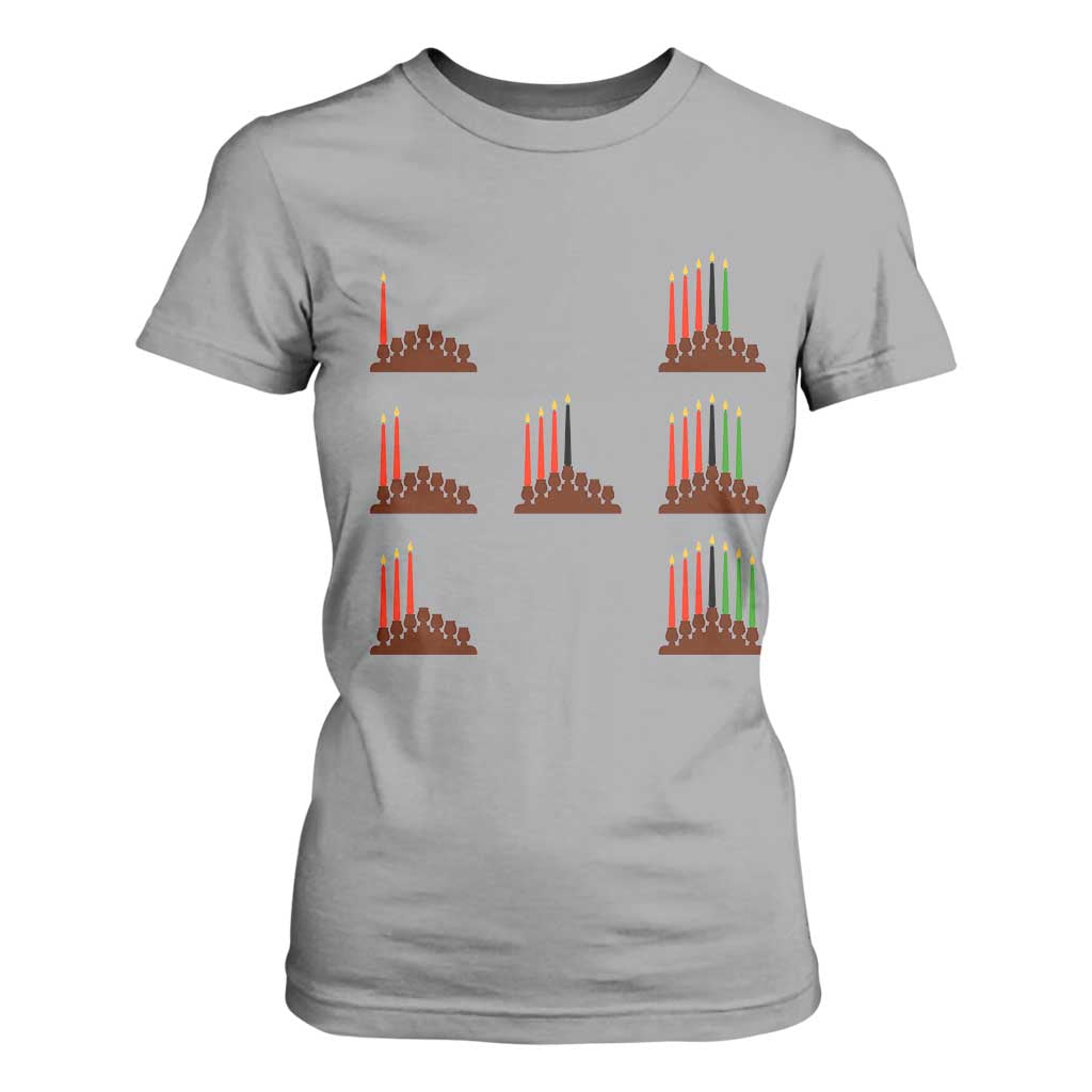 Kwanzaa Kinara Seven Candles African American Holiday T Shirt For Women - African Pride