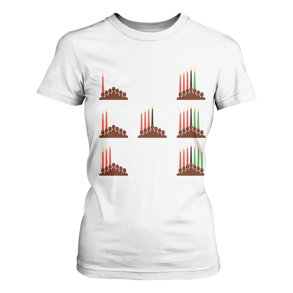 Kwanzaa Kinara Seven Candles African American Holiday T Shirt For Women - African Pride