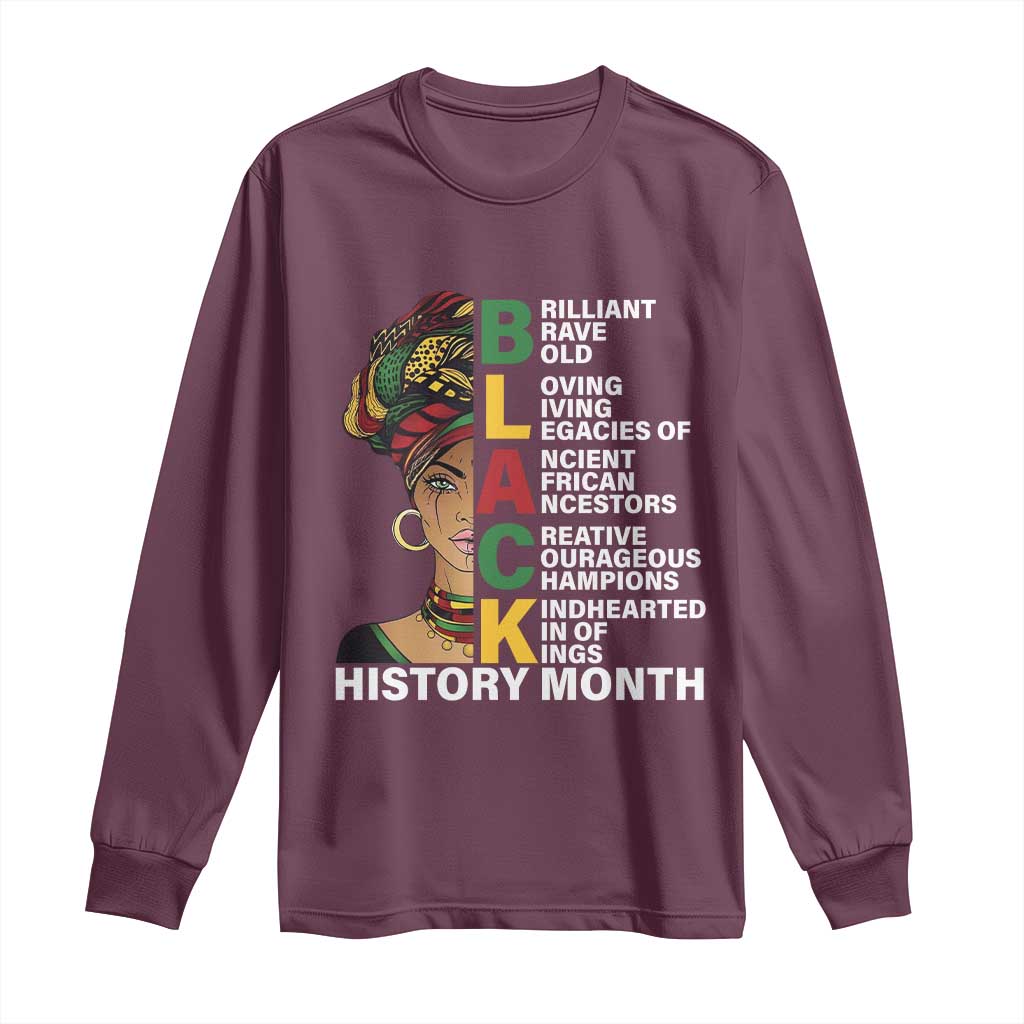 Black History Month Brilliant Brave Bold Long Sleeve Shirt African American Black Pride
