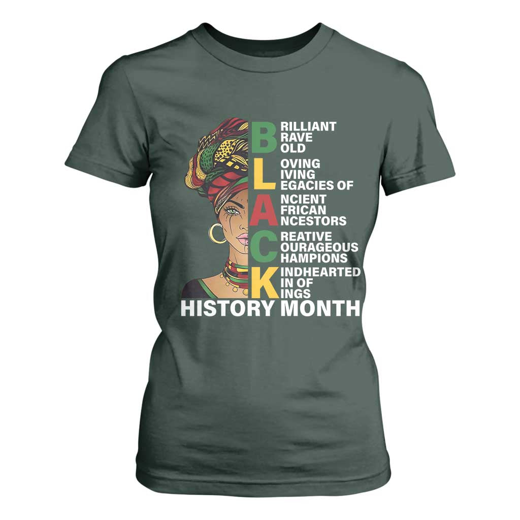 Black History Month Brilliant Brave Bold T Shirt For Women African American Black Pride