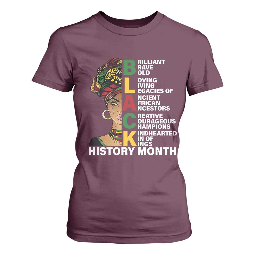 Black History Month Brilliant Brave Bold T Shirt For Women African American Black Pride