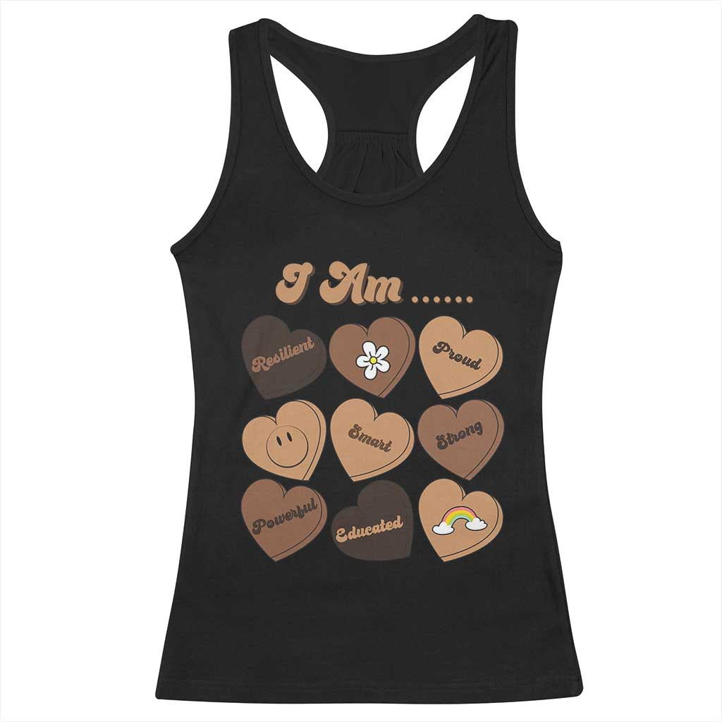 African American Proud Black History Racerback Tank Top Melanin Hearts
