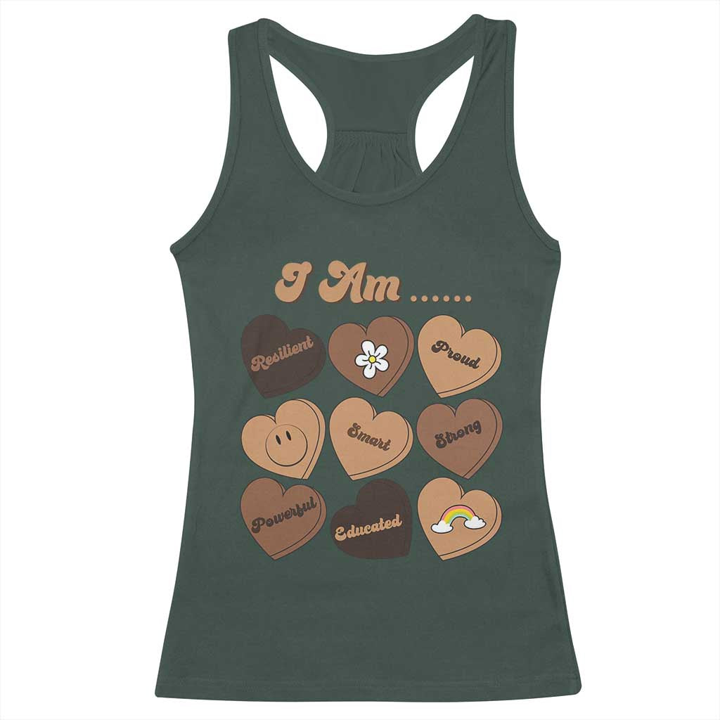 African American Proud Black History Racerback Tank Top Melanin Hearts