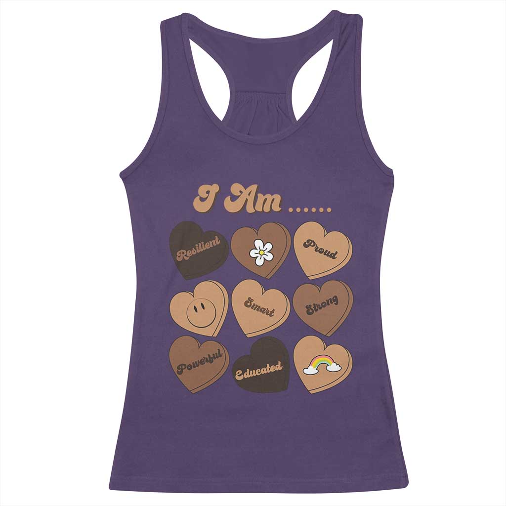 African American Proud Black History Racerback Tank Top Melanin Hearts