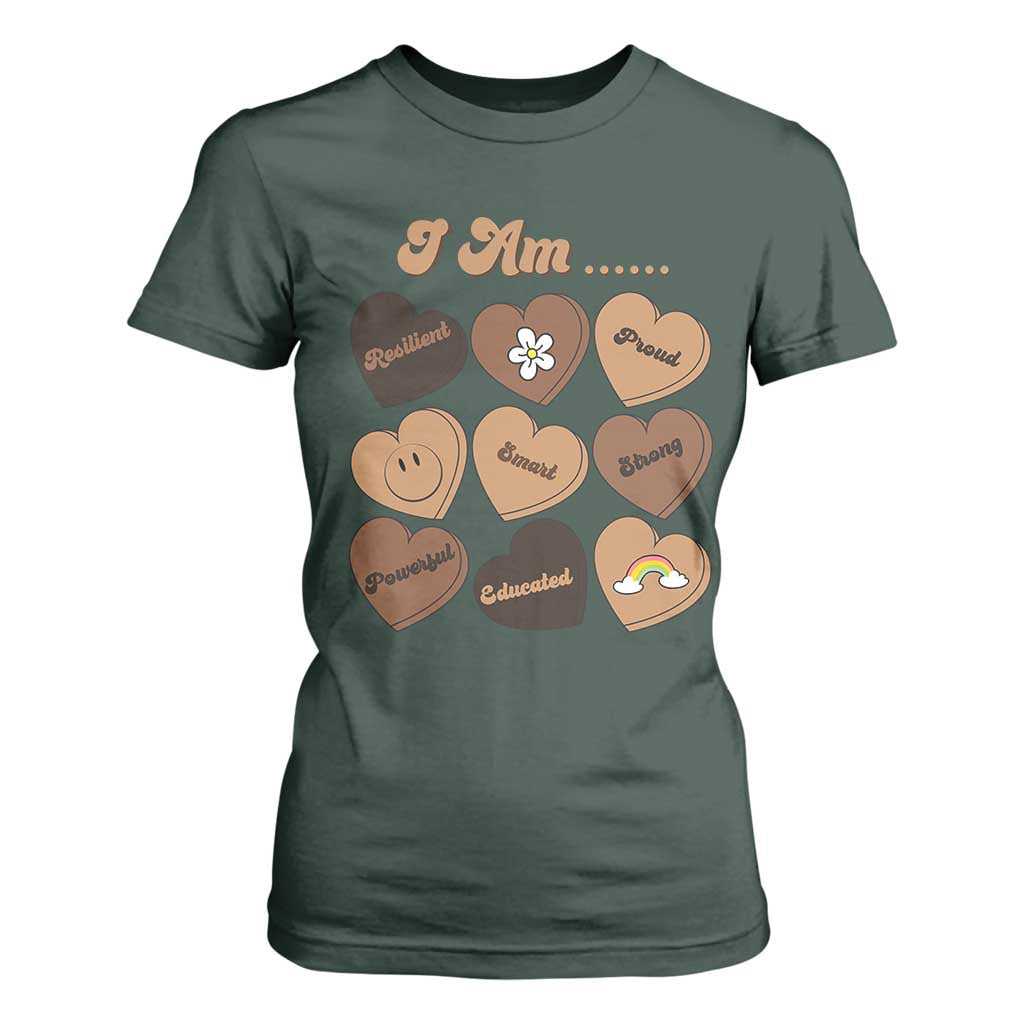 African American Proud Black History T Shirt For Women Melanin Hearts