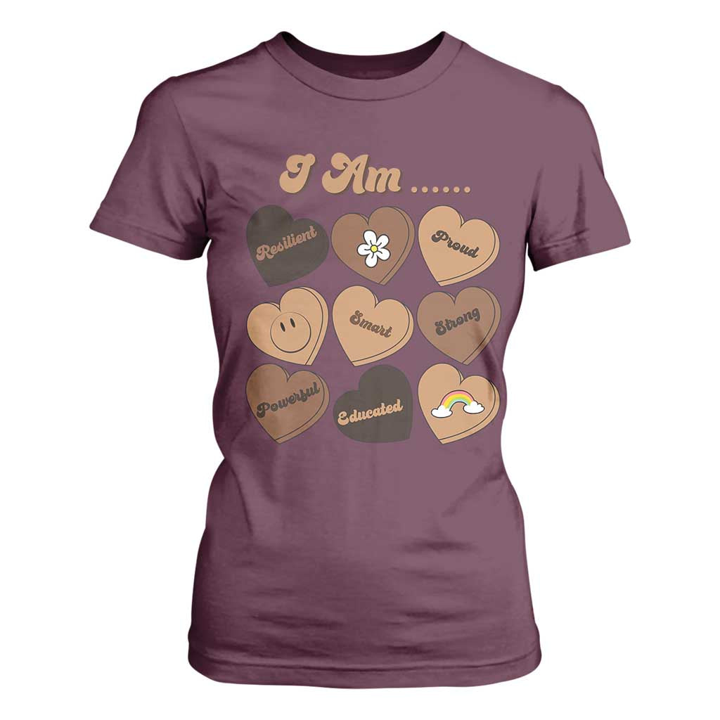 African American Proud Black History T Shirt For Women Melanin Hearts