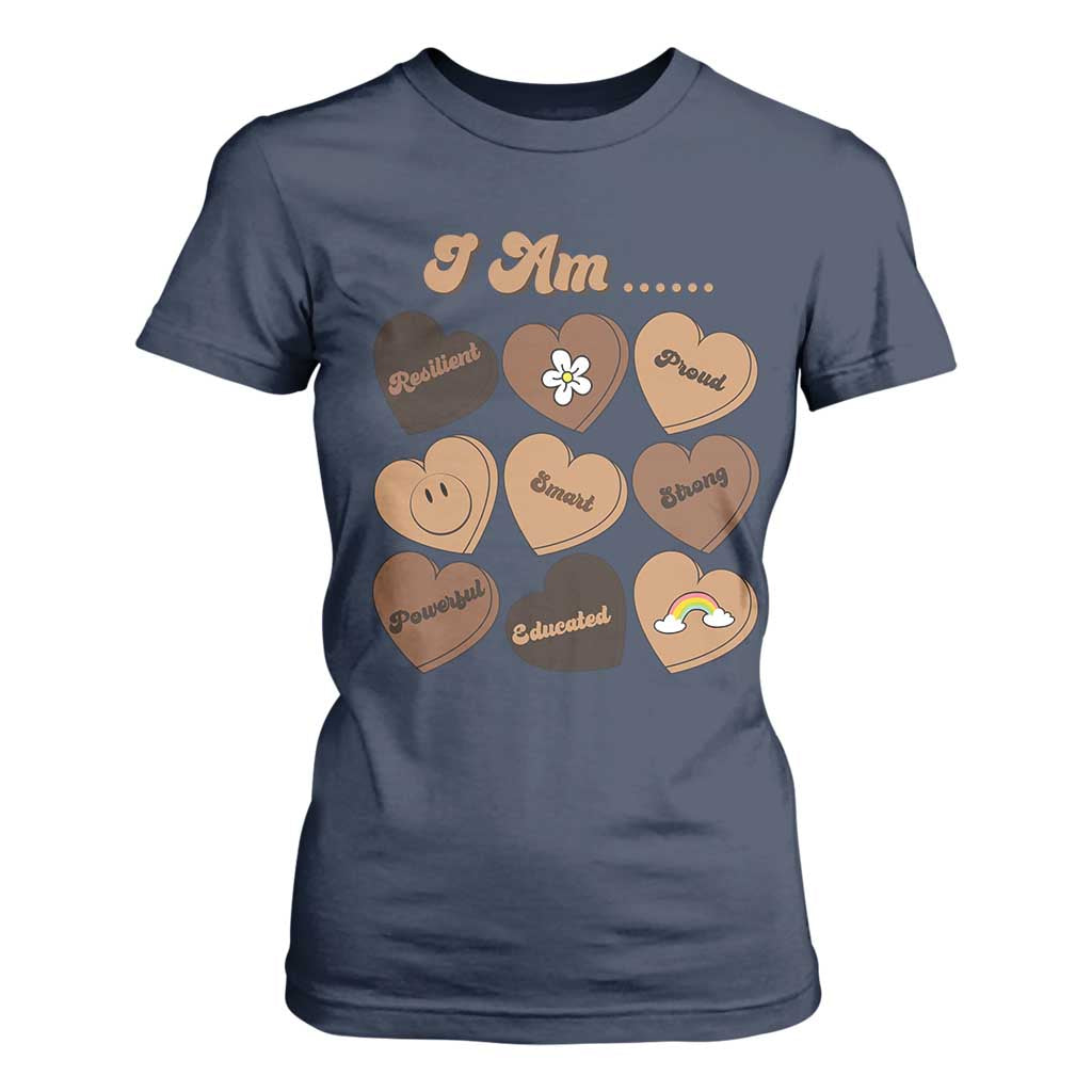 African American Proud Black History T Shirt For Women Melanin Hearts