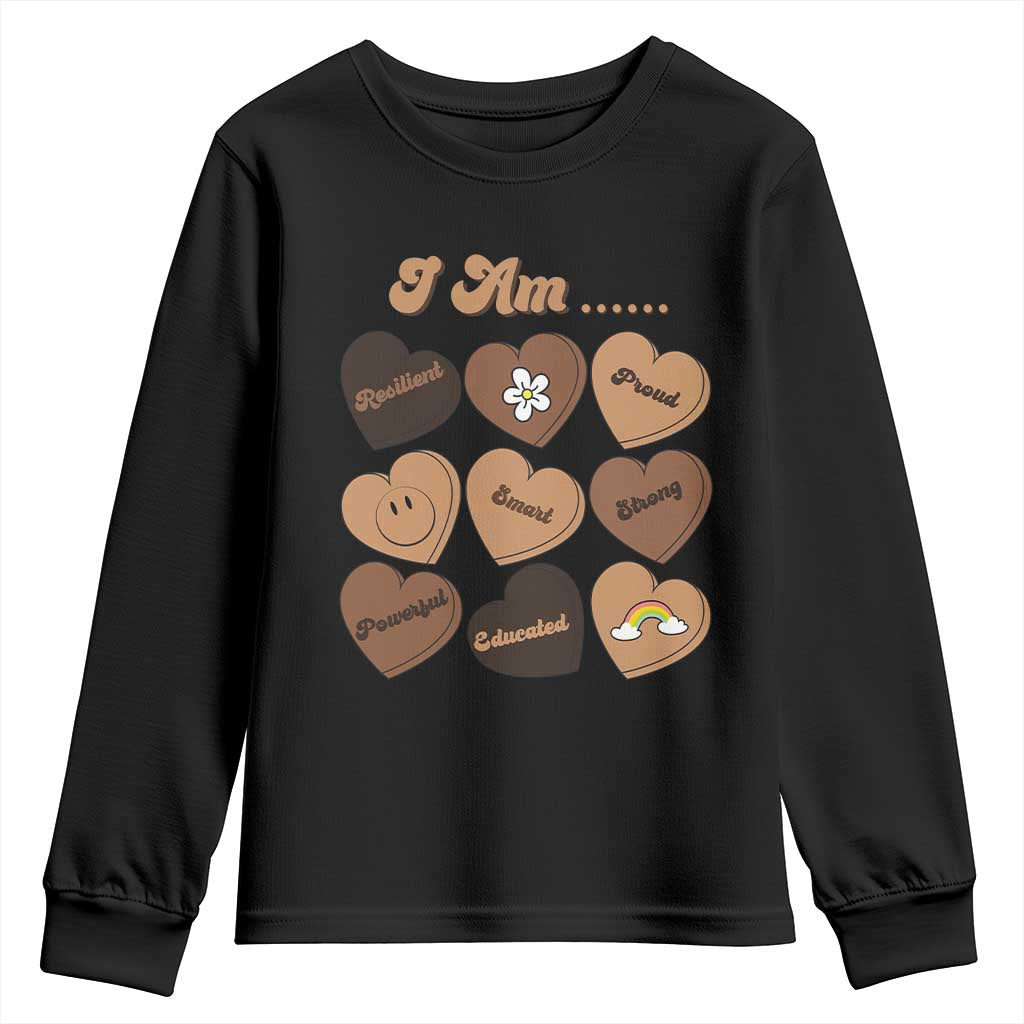 African American Proud Black History Youth Sweatshirt Melanin Hearts
