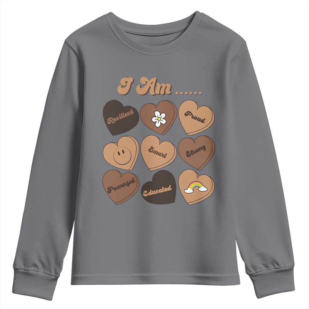 African American Proud Black History Youth Sweatshirt Melanin Hearts