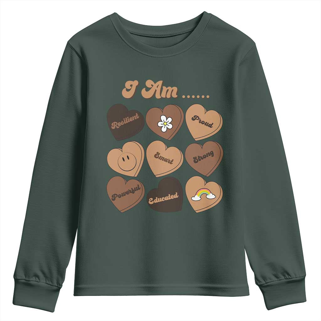 African American Proud Black History Youth Sweatshirt Melanin Hearts