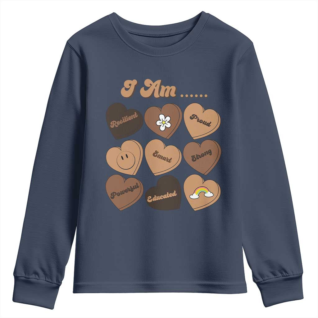 African American Proud Black History Youth Sweatshirt Melanin Hearts
