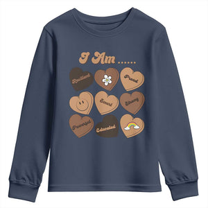 African American Proud Black History Youth Sweatshirt Melanin Hearts