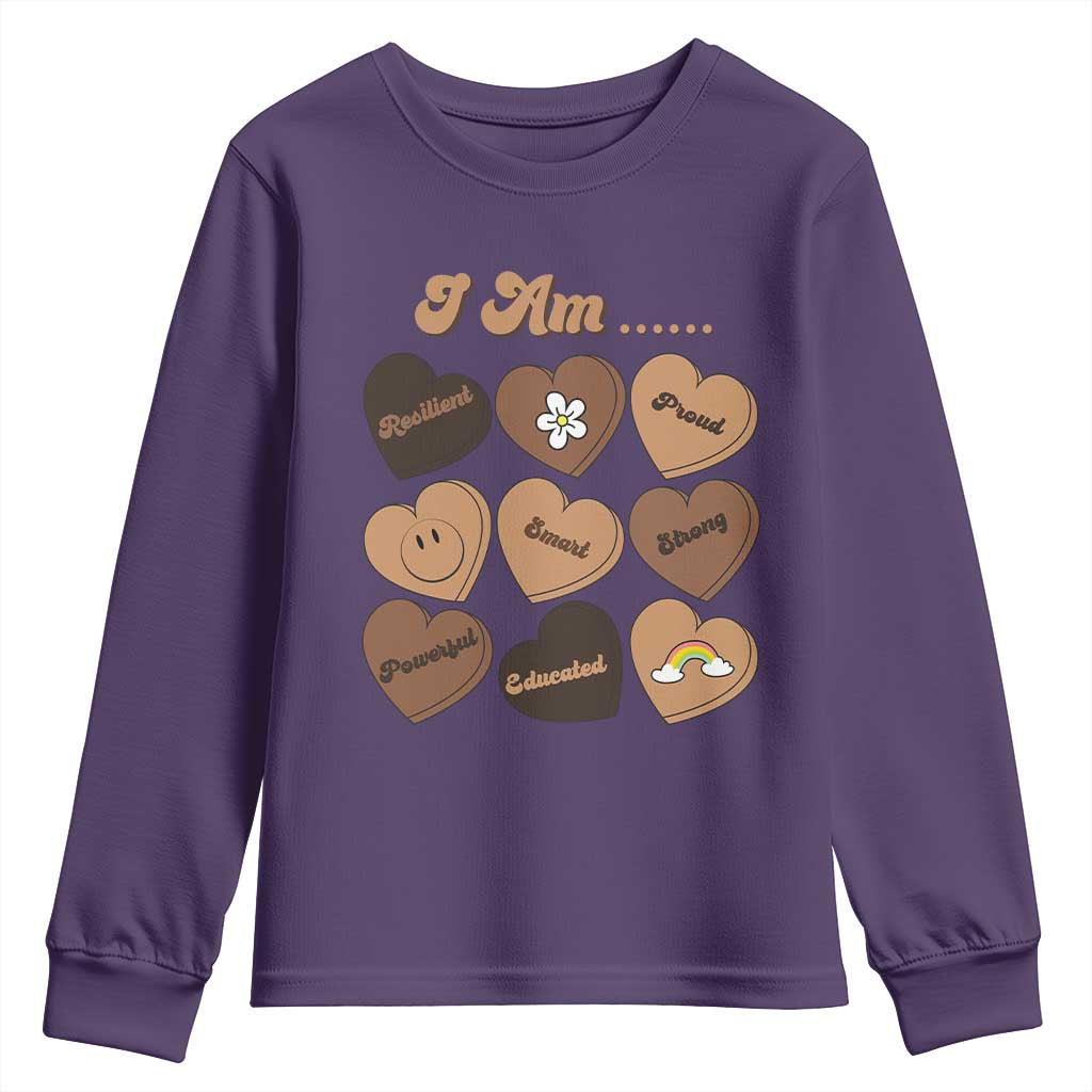 African American Proud Black History Youth Sweatshirt Melanin Hearts