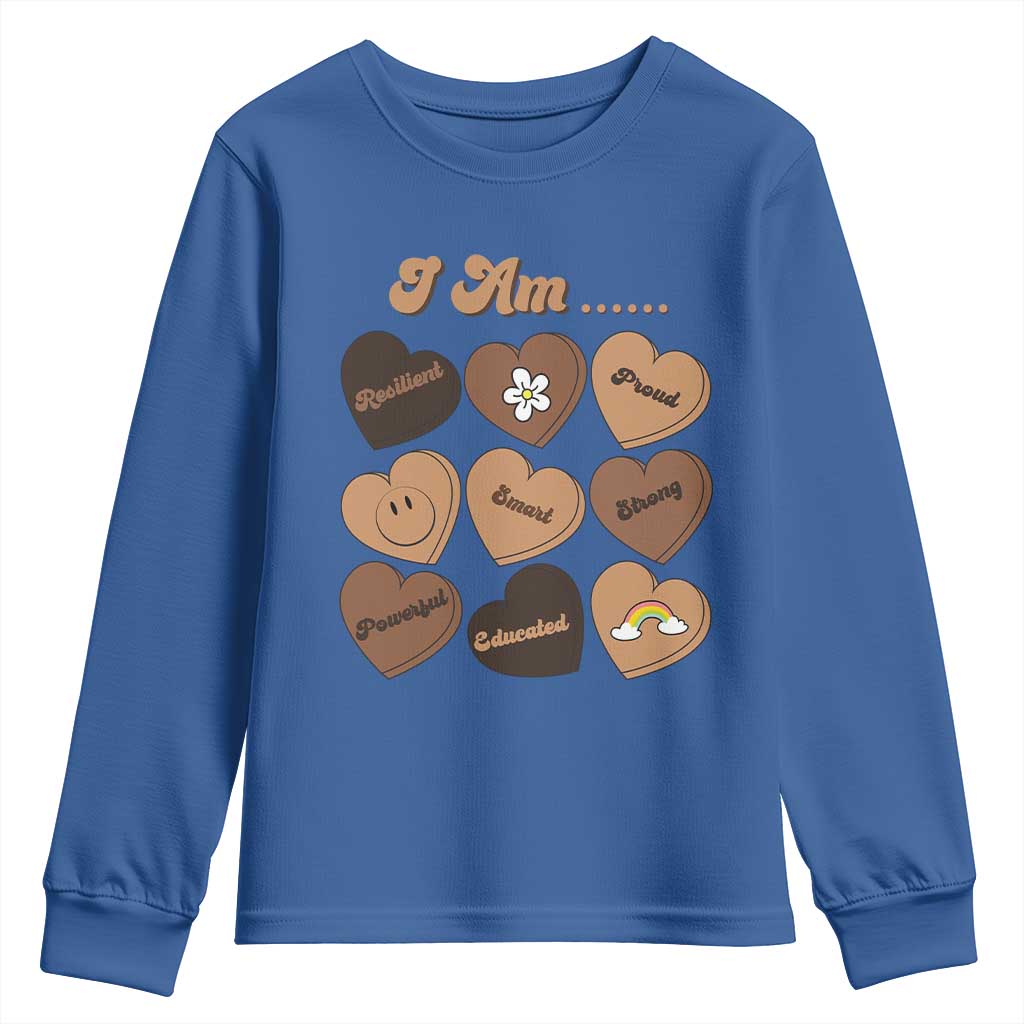 African American Proud Black History Youth Sweatshirt Melanin Hearts