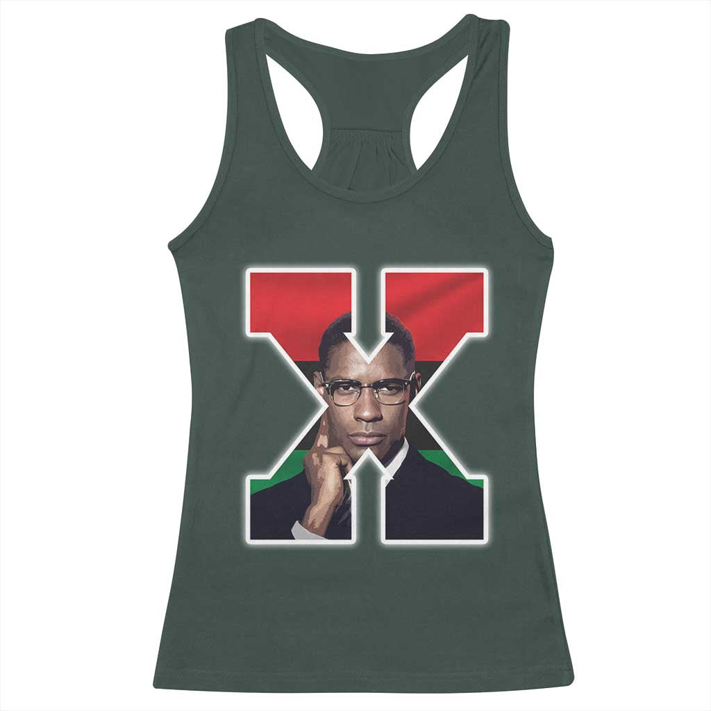 Malcolm X Black Liberation Flag Black History Month Racerback Tank Top