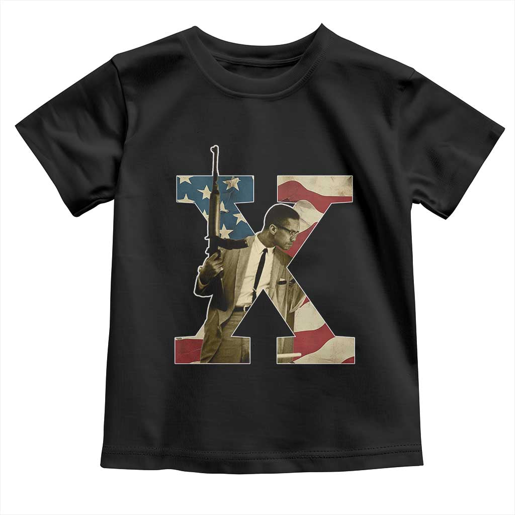 Malcolm X Toddler T Shirt Black History Leaders Vintage American Flag