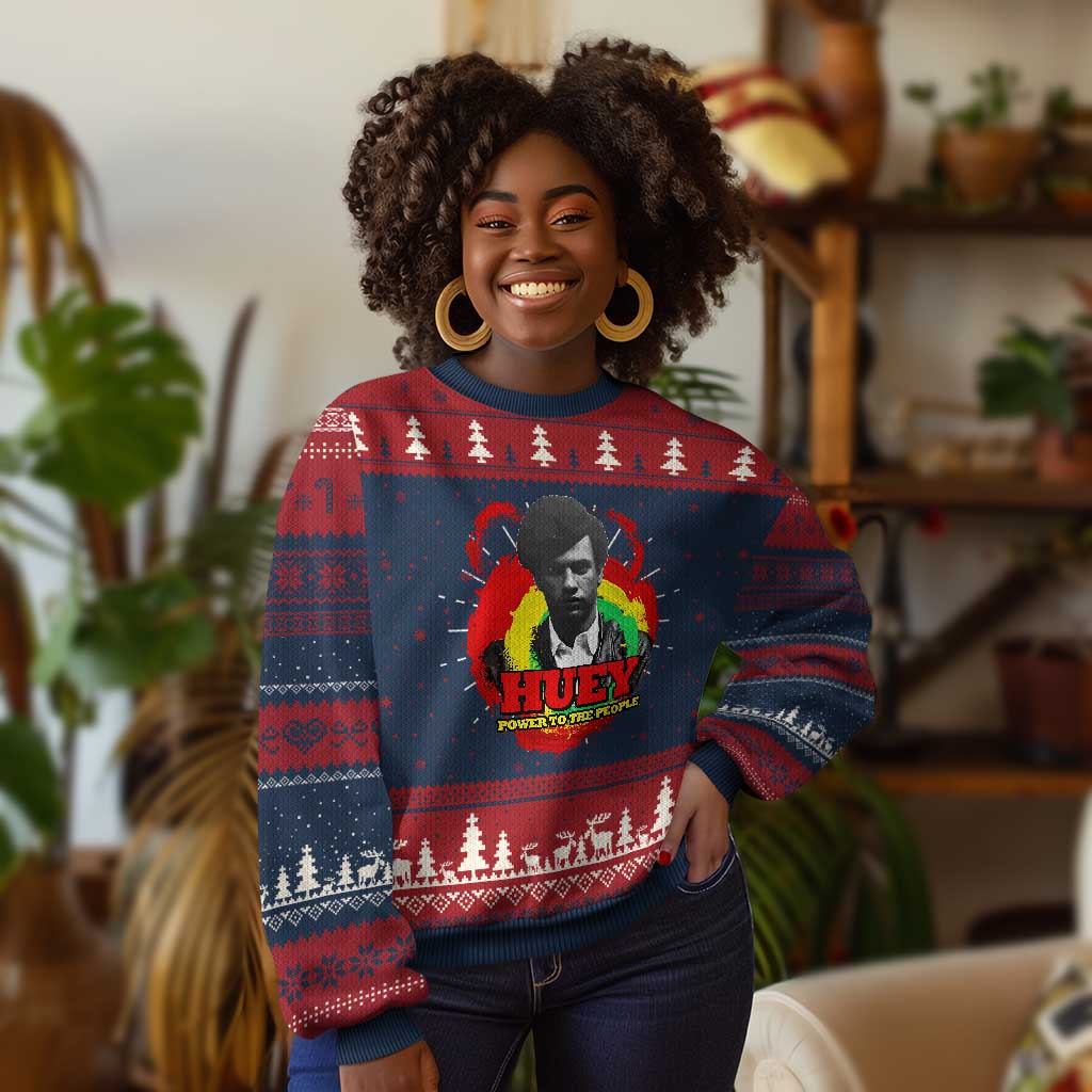 Huey P Newton Ugly Christmas Sweater Power To The People Black History