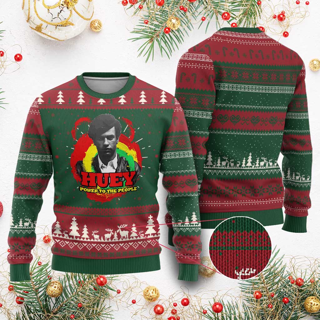 Huey P Newton Ugly Christmas Sweater Power To The People Black History