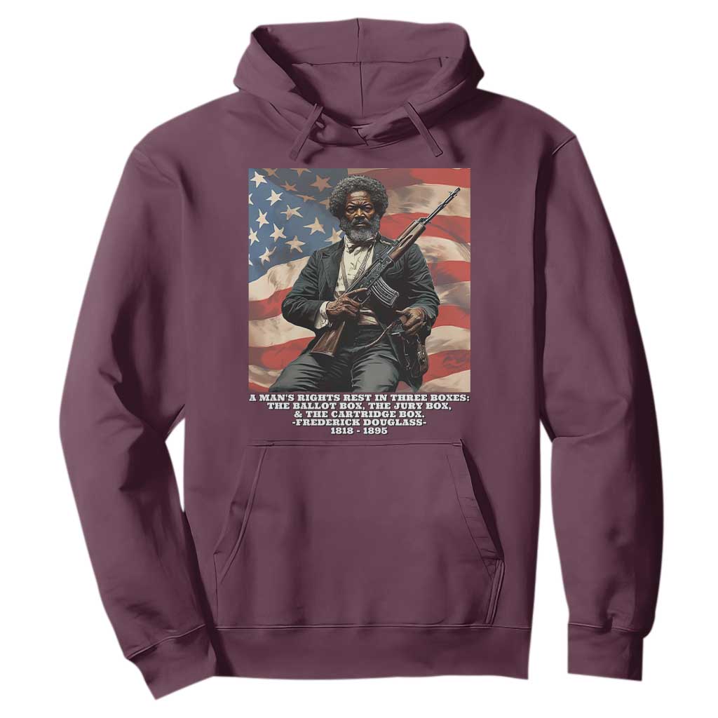 Frederick Douglass Hoodie A Man's Rights Rest In Three Boxes Vintage American Flag