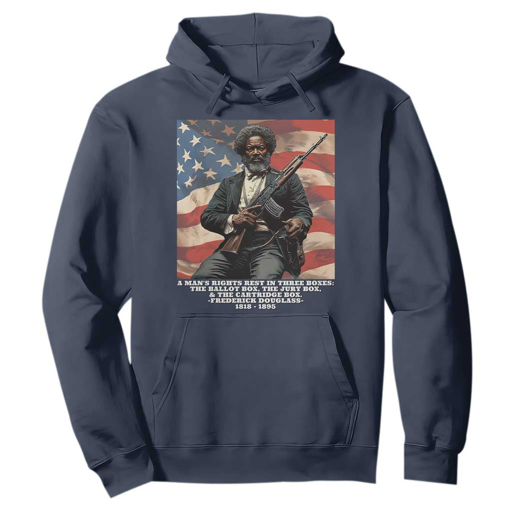 Frederick Douglass Hoodie A Man's Rights Rest In Three Boxes Vintage American Flag