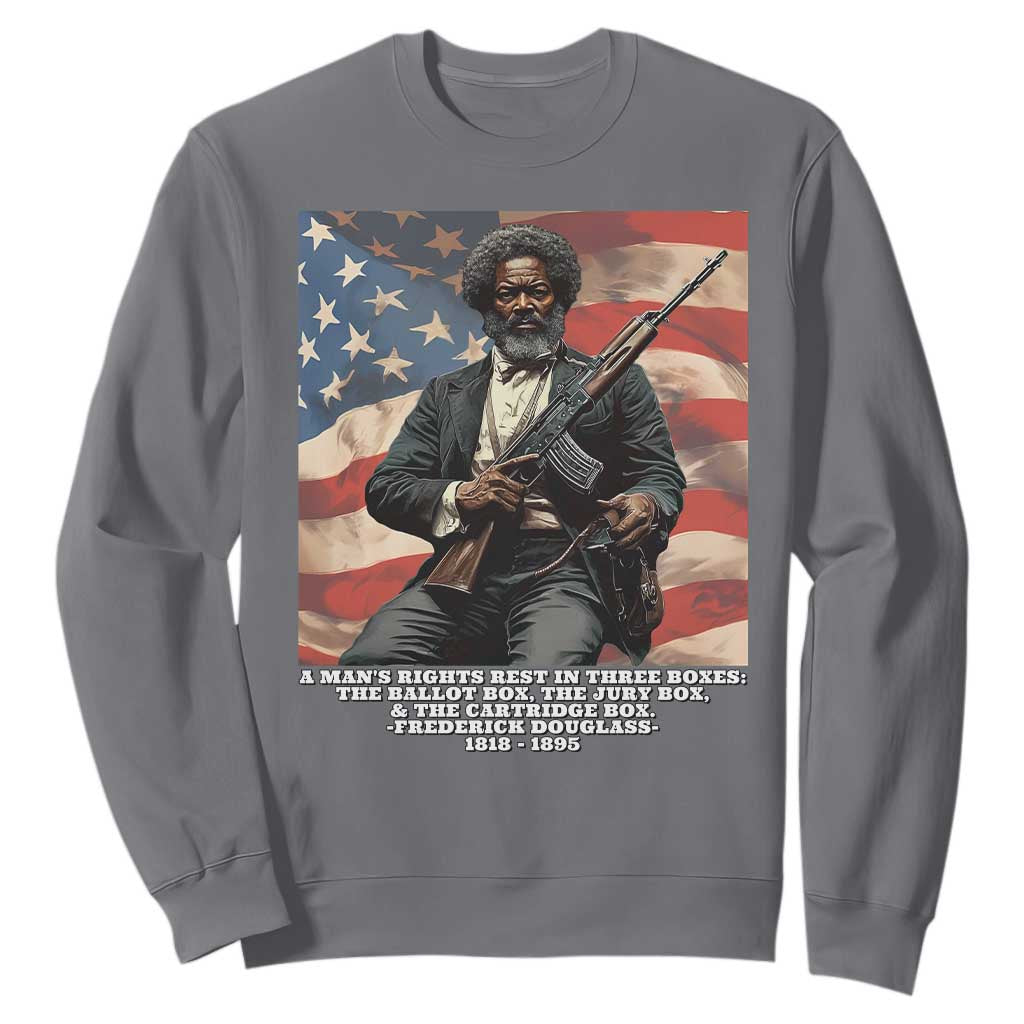 Frederick Douglass Sweatshirt A Man's Rights Rest In Three Boxes Vintage American Flag